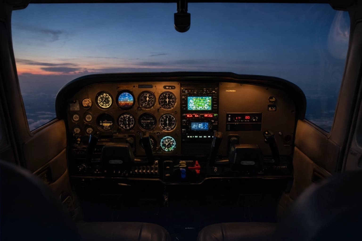 Cockpit at twilight