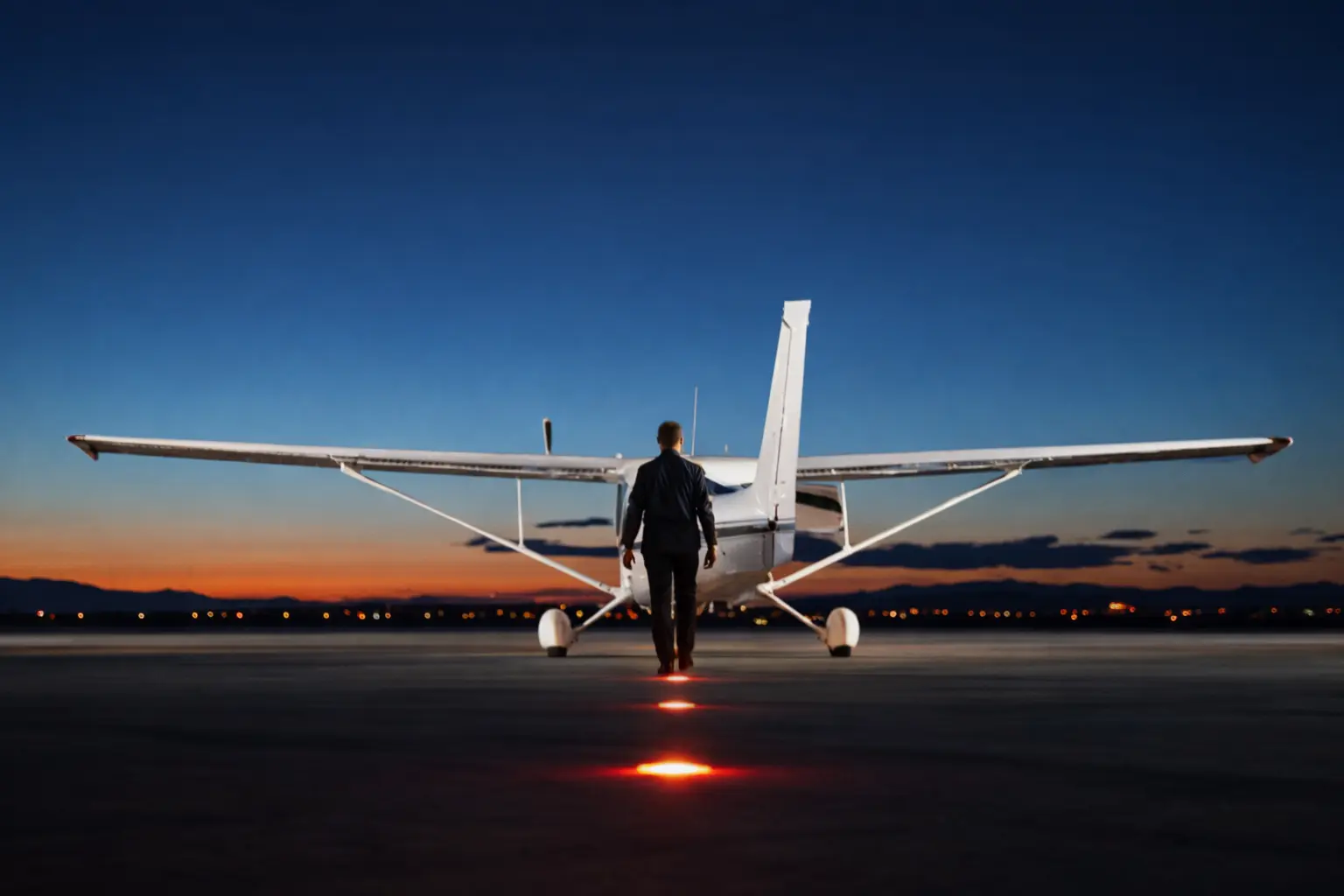 Aircraft on tarmac at twilight